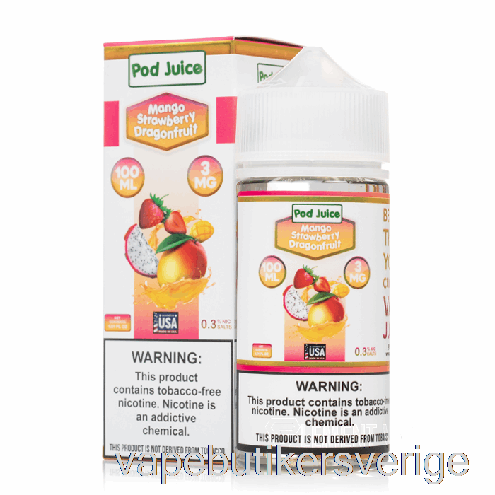 Vape Sverige Mango Jordgubbar Dragonfruit - Pod Juice - 100ml 3mg